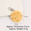 Realistic PVC cream cookie keychain accessory with textured finish and silver ring - Round Soda Biscuit Lobster Clasp