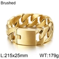 Brushed golden Cuban link bracelet for men featuring 215x25mm dimensions and secure clasp - Matte Gold / Bracelet 21.5cm