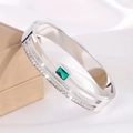 【181-2】silver Emerald With Diamonds