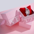 Set regalo LOVE rosa con orologio di lusso in strass e inserto in velluto rosso - Stile orologio / Rosa