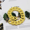 Matte yellow acrylic chain strap with gold lobster clasps and metal spring rings - 45cm / Yellow