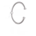 Bracelet câble torsadé en acier titane argenté avec cristaux incrustés et design en forme de C - Z271-Anneau de Cristal du Milieu / Bracelet Couleur Acier