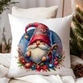 Christmas Gnome watercolor decorative pillowcase with pine cones for festive home decor - CDR381-5