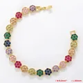 Vue détaillée du bracelet tennis fleur avec cristaux colorés et fermoir pliable - Bracelet Zirconia Coloré Or (VL527)