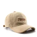 Retro khaki corduroy baseball cap with Mississippi embroidery and adjustable strap - Khaki