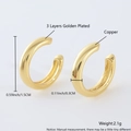 18k gold plated copper ear cuff set with minimalist C-shape design and 1.5cm height - Gold Plated Smooth Ear Cuff EL03-1
