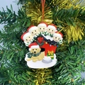 Detailed resin Christmas dog house ornament featuring 5 family members and a golden retriever - 5 Snowmen And Pet Dog Hand-painted Style (A328)