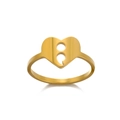 Minimalistischer 18k vergoldeter Edelstahlring mit Herz und Semikolon Ausschnitt - Herz Semikolon Hohl / Verstellbarer Offener Ring / Gold