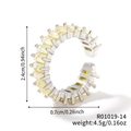 Hip hop style silver C-shape ear cuff with yellow rectangular gemstones for men and women - Silver-Pale Yellow
