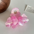 Rosa Blumen Haarklammer aus glänzendem Harz mit eleganter Muscheltextur für Frisuren - 8.1cm / Rosa