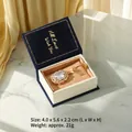 Golden necklace with rectangle gem in a vintage dark blue book-style jewelry box - Microfiber / Mini Pendant Box (Microfiber) / Court Blue