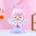 Cute angel girl cake topper with pink hair and purple dress for birthday party decoration - 1121-24 Extra Large Deep Purple