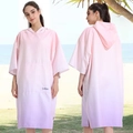 Quick-dry surf poncho with pink-purple gradient, hood, and front pocket for beach changing - One Size / Pocket Style - Gradient Purple