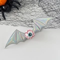Halloween holographic silver bat wing hair clip with a realistic bloodshot eyeball - Silver Eyeball