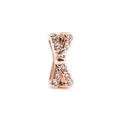 Rose gold beaded charm with sparkling rhinestones in an I-shape design for 10mm band - Bow Style / Rectangular Hole 10*2mm / Rose Gold