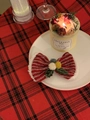 Festive red Christmas bow headband with white plush trim and decorative holly berry details - 3# Christmas Bow Duckbill Clip-Red White Check