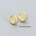 Orecchini a cerchio in argento sterling 925 dorato con diametro interno di 8 mm - Argento 925 / 8mm (Color Oro)