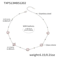 Pink glass stone stainless steel necklace with round faceted crystals and 18k gold plating - Chain Only / Steel-Pink