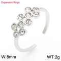 Silver adjustable stainless steel open ring with seven sparkling round rhinestones - Steel Clear Rhinestone Style (KR110838-K)