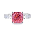 Luxurious S925 silver ring featuring a large square pink gemstone and side diamonds - FDJZ-112 Padparadscha Pink