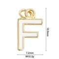 Detailed view of Letter F pendant in gold and white enamel with 10.9mm height dimensions - Letter F