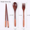 Japanese dark wood cutlery set with orange anti-slip cord wrap and flatware dimensions - Khaki Wrapped Spoon Fork Chopsticks