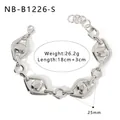 Detailed view of silver stainless steel twisted C-shape eye chain bracelet with lobster clasp - Geometric Eye Link Style (NB-B1226-S) / Silver