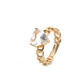 Adjustable golden chain ring with heart-shaped transparent crystal for women - Adjustable Open / White Heart