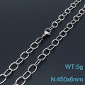 Collar de cadena con eslabones plateados de 5g y medidas de 450x6mm de longitud total - Collar Plateado Texturizado (KN197663-Z) / 450mm x 6mm / Plateado