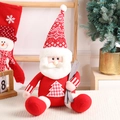 Cute sitting Santa Claus doll with knitted texture and skis for Christmas home decor - Santa Claus