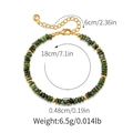 Bracelet fait main en perles de pierre verte avec intercalaires plaqués or - Style Perlé Vert Foncé Texturé (KB0696-7)