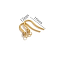 Golden stainless steel DIY earring hooks with white zircon stones and 16mm size markers - Style 8 / Gold