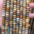 Strand of multi-color natural agate abacus beads in earthy tones for DIY jewelry making - Crazy Agate / 5*8mm (approx. 73 pcs/strand)