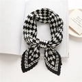 Classic black and white checkered pleated square scarf with elegant geometric patterns - B&W Diamond Lattice
