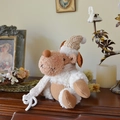 Christmas plush reindeer doll with gold sequin hat and white scarf for festive decoration - Large Sitting Reindeer