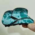 Classic blue and black cow pattern hair claw clip with a retro wave design - Blue Cow Wave Claw
