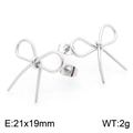 Boucles d'oreilles nœud papillon argentées en acier inoxydable poli, taille 21x19 mm - Style D Nœud en Fil (KE114935-KFC)