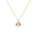 Golden tree of life pendant necklace with multicolored cubic zirconia on an O-chain - Life Tree Style 5