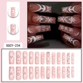 White Christmas press-on nails with silver snowflakes, rhinestones and glitter heart patterns - SGCY-234 Pink Winter Letter H Style