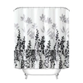 Waterproof polyester shower curtain featuring elegant black watercolor floral patterns - Phantom Grey Floral
