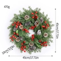 Ghirlanda natalizia artificiale 45cm con aghi di pino, bacche rosse e pigne naturali - Ghirlanda di Pigne 45CM