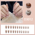 Unghie finte French lunghe coffin barocche con fiocchi bianchi, perle e strass lucidi - D3012 (Con Colla)