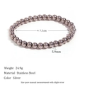 Macro shot showing 5.9mm silver stainless steel beads and 24.9g weight specifications - 6mm / Silver