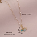 Gold ocean necklace with crab, shell, and starfish charms featuring pearls and blue stones - Crab Shell & Starfish Style (5#)