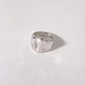 Anillo plateado irregular estilo lava con diseño ondulado de metal líquido pulido - US 7 / Estilo de Superficie Ancha (PBJ498) / Plateado