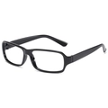 Classic black rectangular full-rim glasses frame with a glossy finish and clear lenses - Bright Black