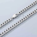 Collana a catena barbazzana piatta in acciaio inossidabile argento con chiusura a moschettone - Fibbia Rettangolare(6mm) / 6mm / 45cm