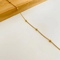 Golden stainless steel snake chain necklace featuring small decorative round beads - 1.2mm Gold Round Snake Bone Beaded Chain / 40+5CM Extension Chain