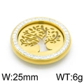 Ciondolo Albero della Vita dorato con cristalli, diametro 25mm in acciaio inox peso 6g - Stile Oro 25mm (KLJ3586-Z)