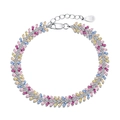 S925 sterling silver colorful zircon tennis bracelet with unique arrow pattern design - 925 Silver / Gradient V-Shape Style (DY150248)
